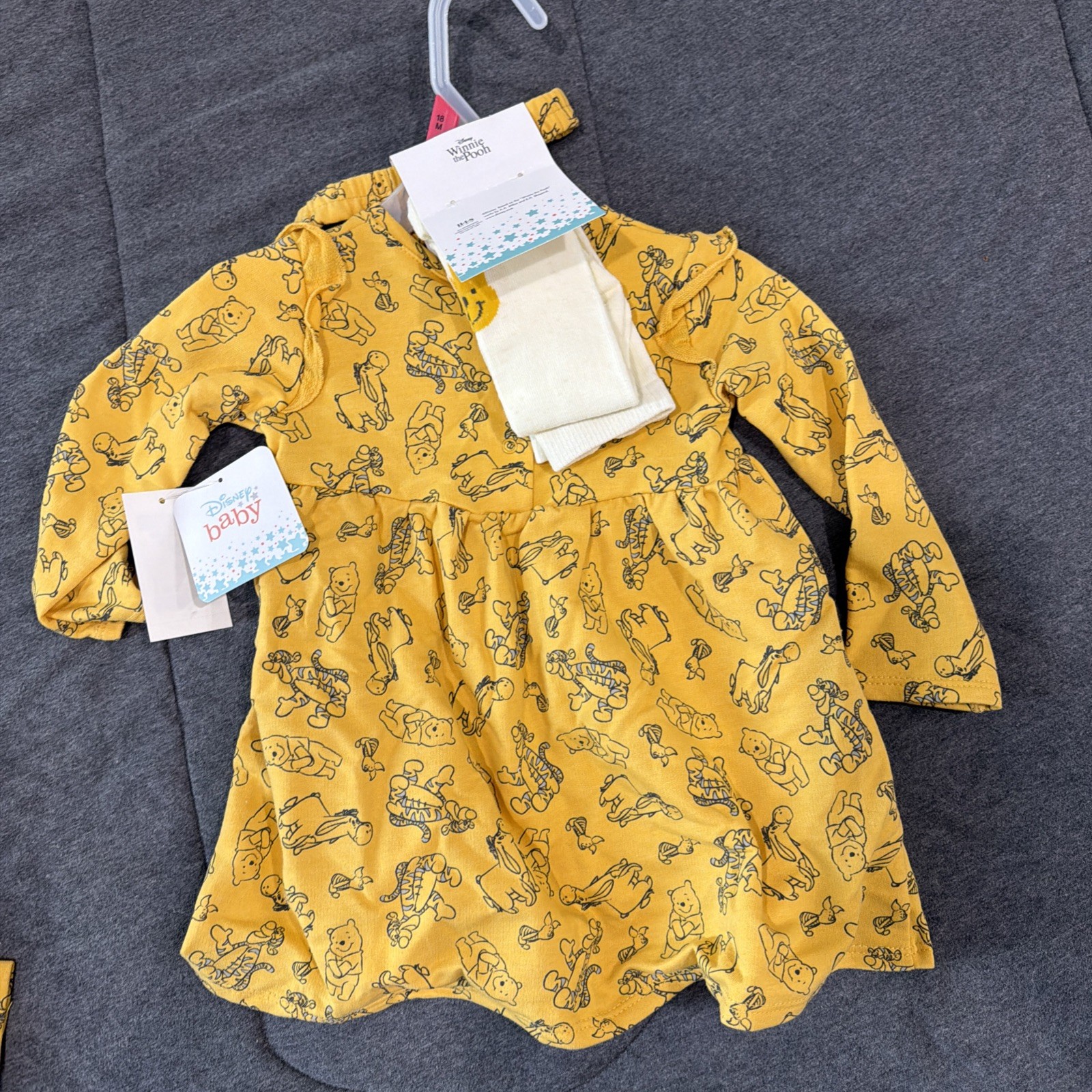 Disney Winnie the Pooh Baby Girls 3 Pc Dress Set-Mimosa 18M