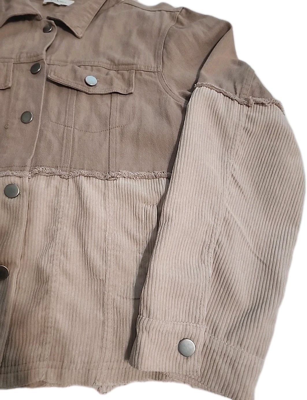 bohme shirt/jacket distressed Fringe Corduroy~ Blush Women’s Sz L WESTERN Cotton