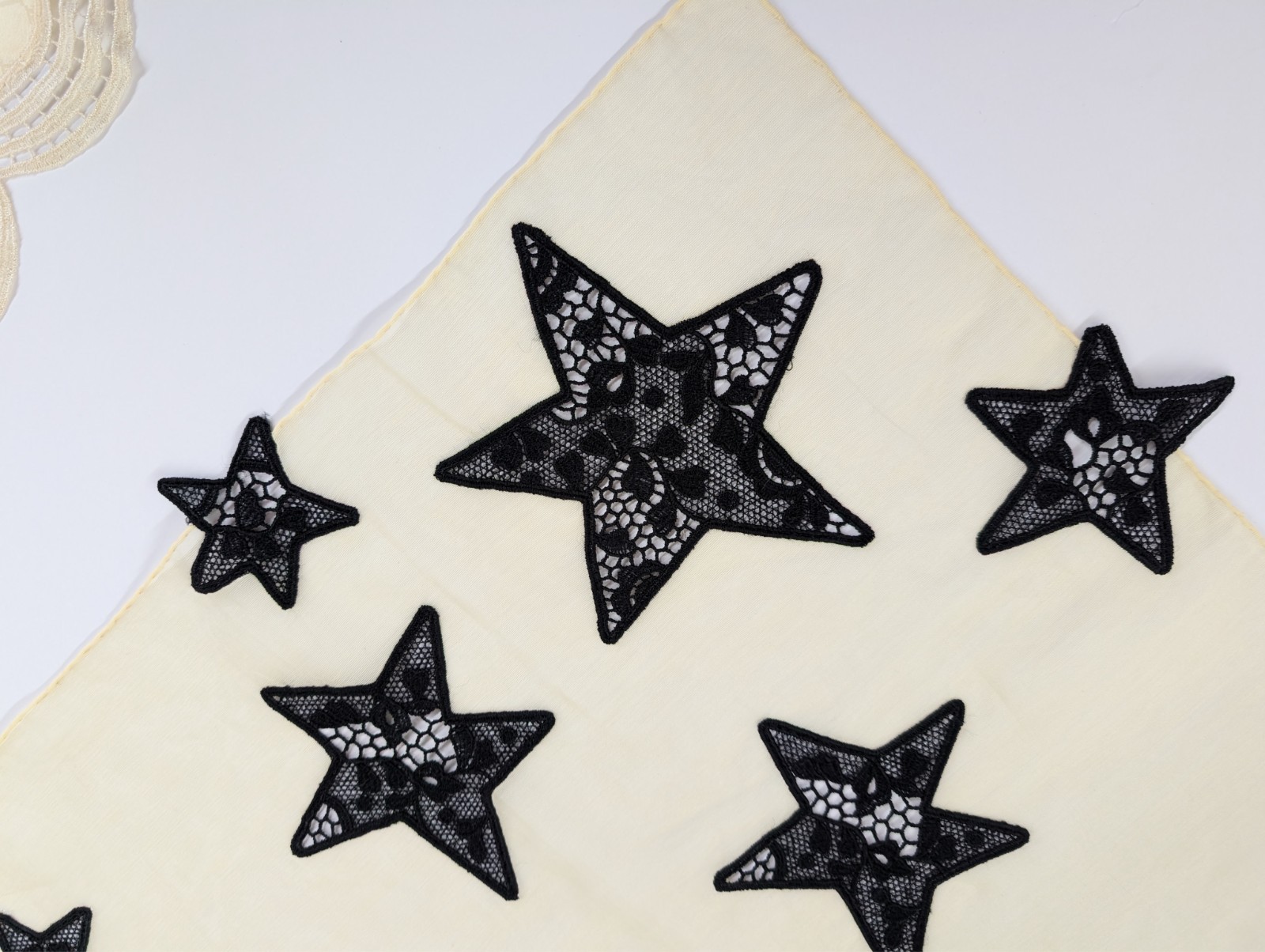 Madeleine Vionnet “Black Stars on Creme” Handkerchief/Scarf