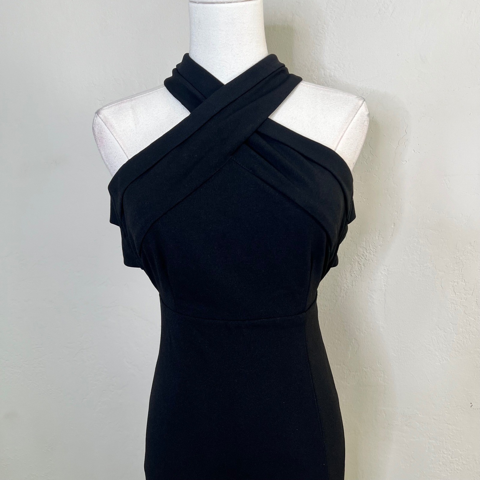 Lulus Black Crisscross Halter Neck Cutout Back Maxi Dress High Slit XS
