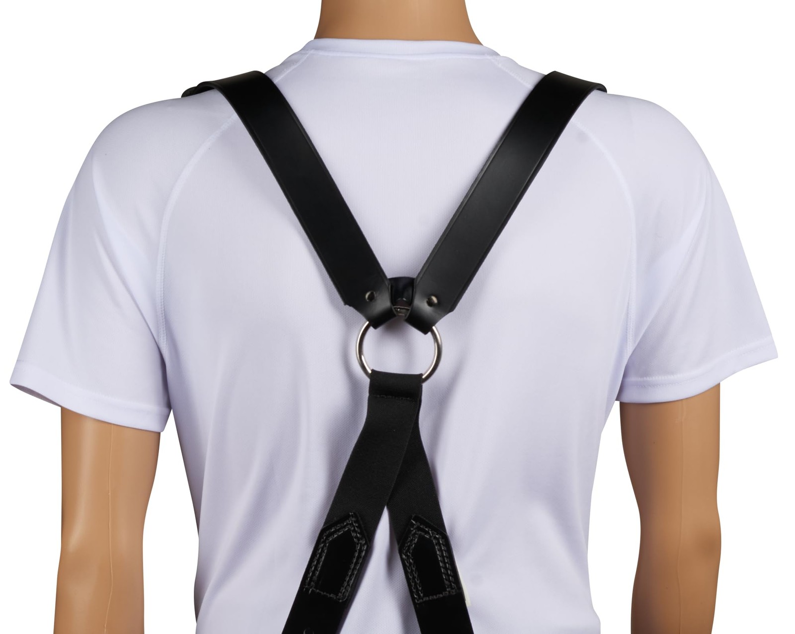 Firefighter Leather Suspenders with Button Attachment Full Grain Black Leathe…