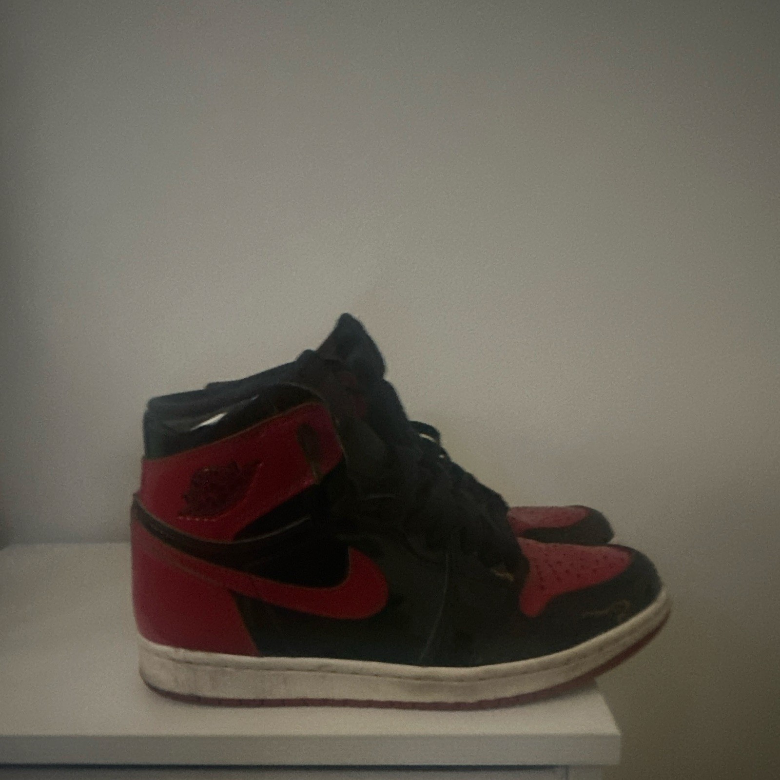 Jordan Air Jordan 1 Men’s High Top Black/Red Colorblock Lace-Up Sneaker