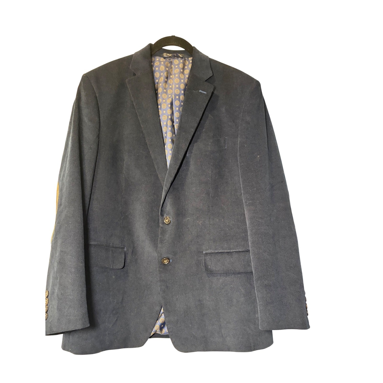Lauren Ralph Lauren Mens 40R Corduroy Blazer Navy Blue Elbow Patches Sport Coat