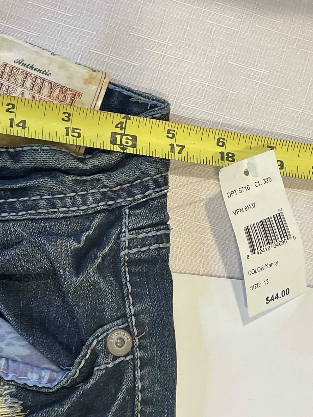 Amethyst Jeans Juniors 13 Blue Bootcut Flare Stretch Denim Dark Wash Embroidered