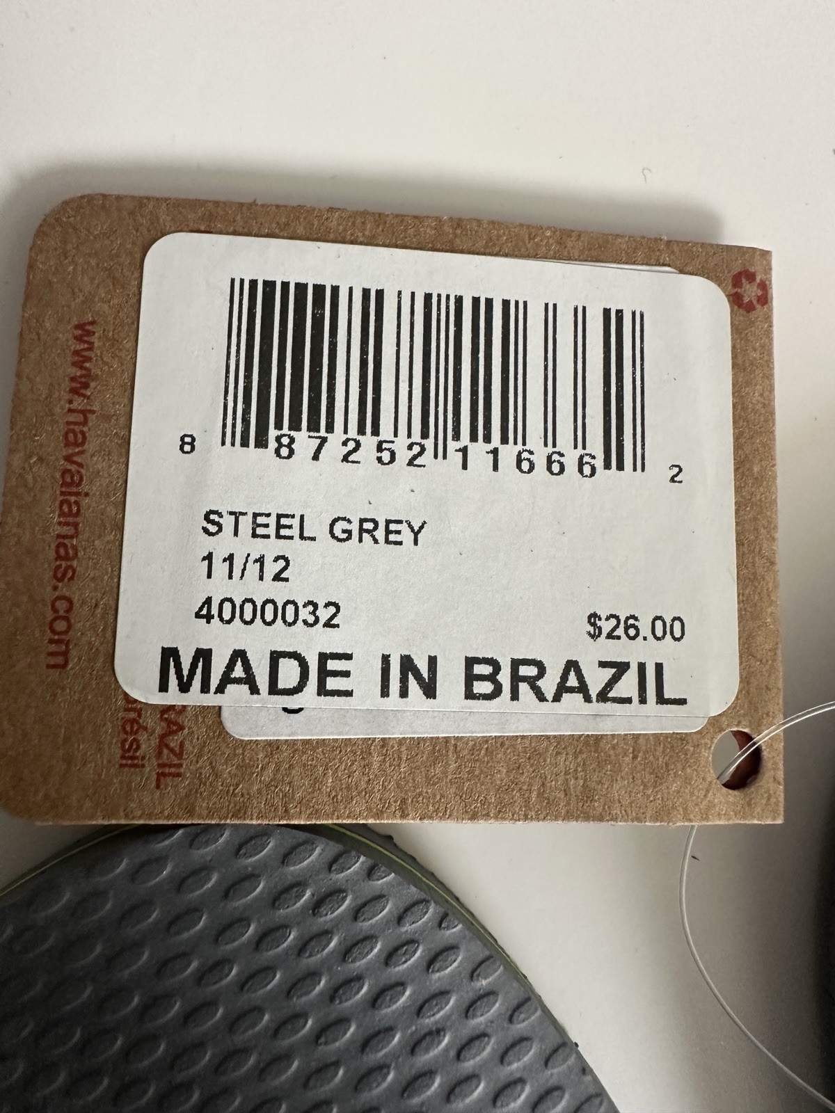 Havaianas Brazil Logo Flip Flops Steel Gray Size Mens 9/10 Womens 11/12 NWT