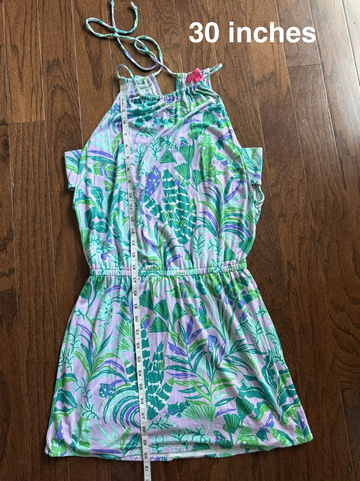 Lilly Pulitzer Women’s XS Green Purple White Floral Halter Shift Dress Lined