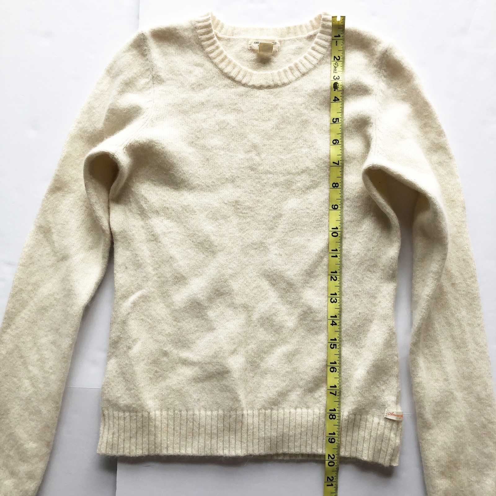 American Eagle Sweater Womens Small Vintage Y2K Cream Angora Wool Cashmere