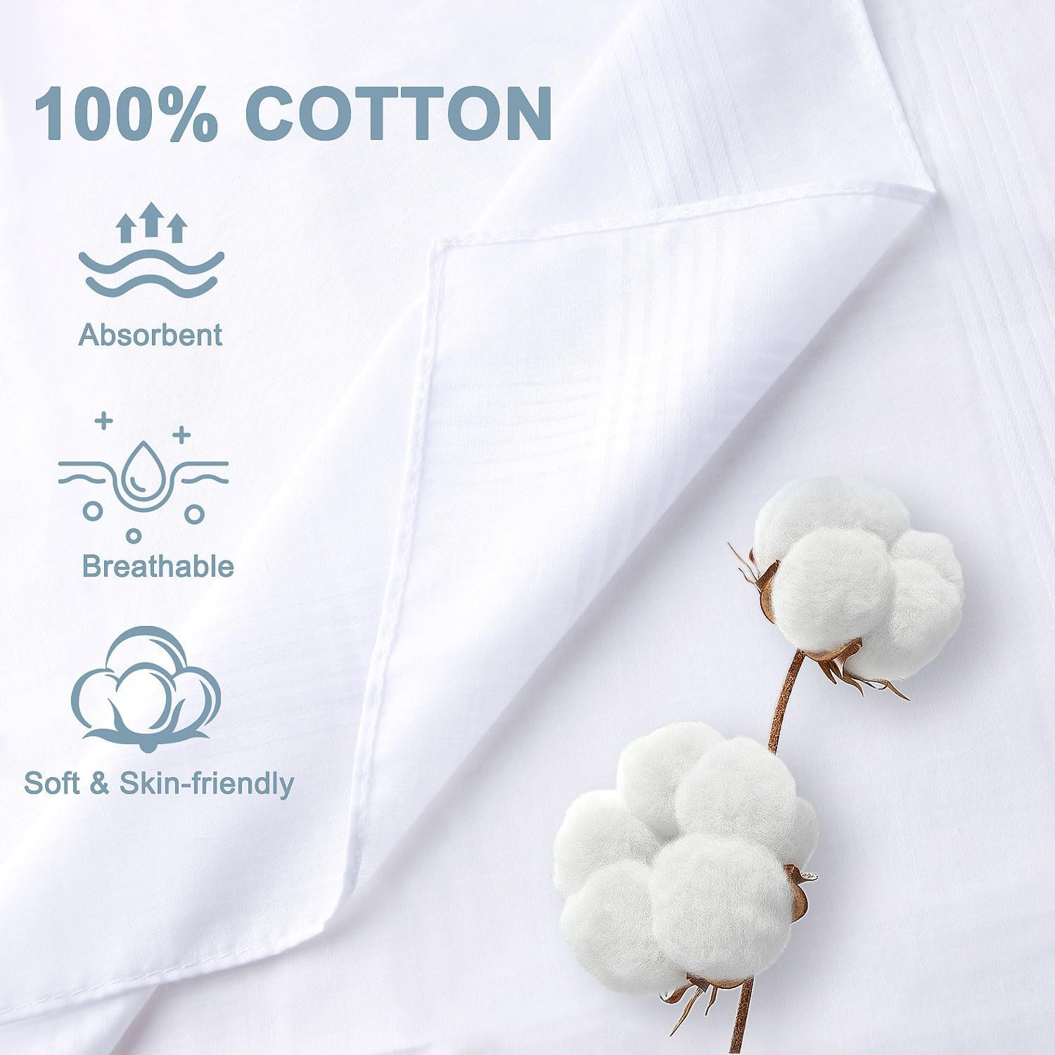 6 Pcs Handkerchiefs for Men, 100% Soft Cotton White Men’S Handkerchiefs, Large C