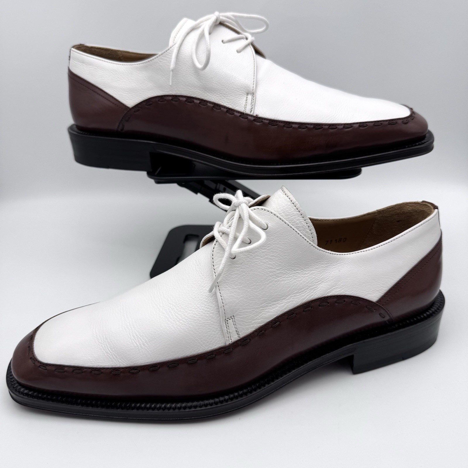 Mezlan Two Tone Oxford Dress Shoes Brown White Leather Men Size 8.5 M