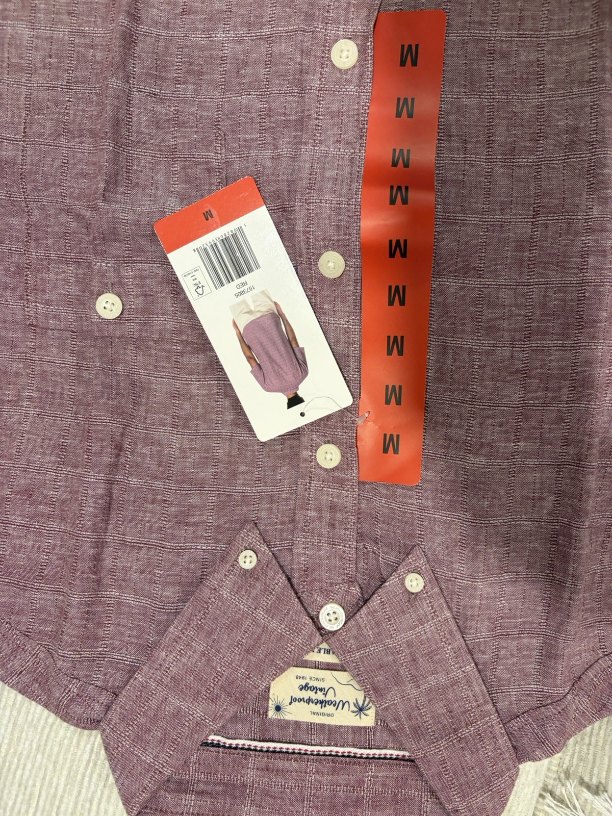 Weatherproof Vintage Short Sleeve Button Down Shirt Red