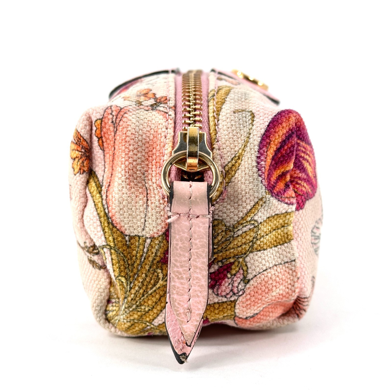 GUCCI Pouch Purse Ophidia GG Flora Pink Canvas Authentic T441