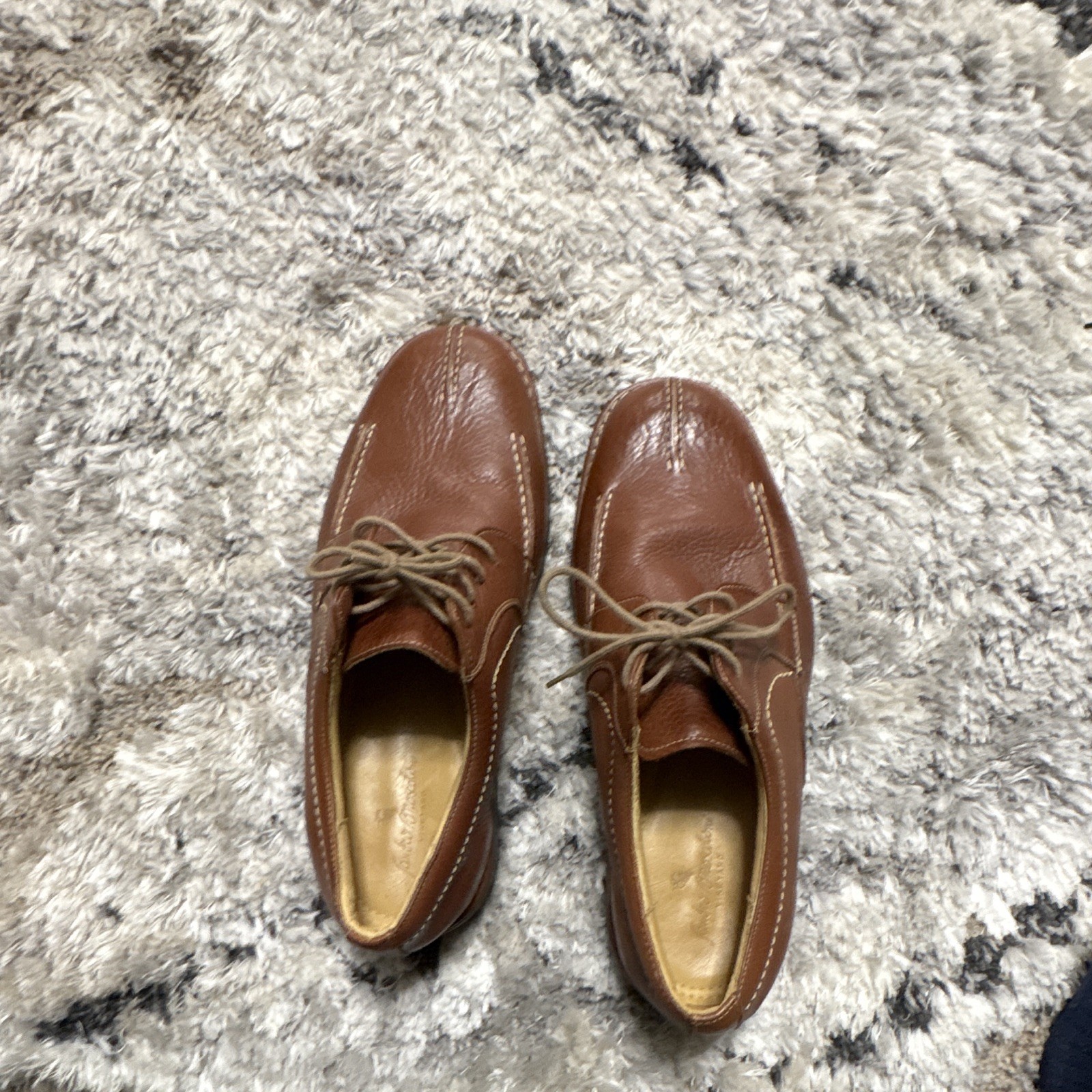 Sandro Moscoloni Men’s Brown Leather Lace-Up Derby Dress Shoes US 11 Solid Logo