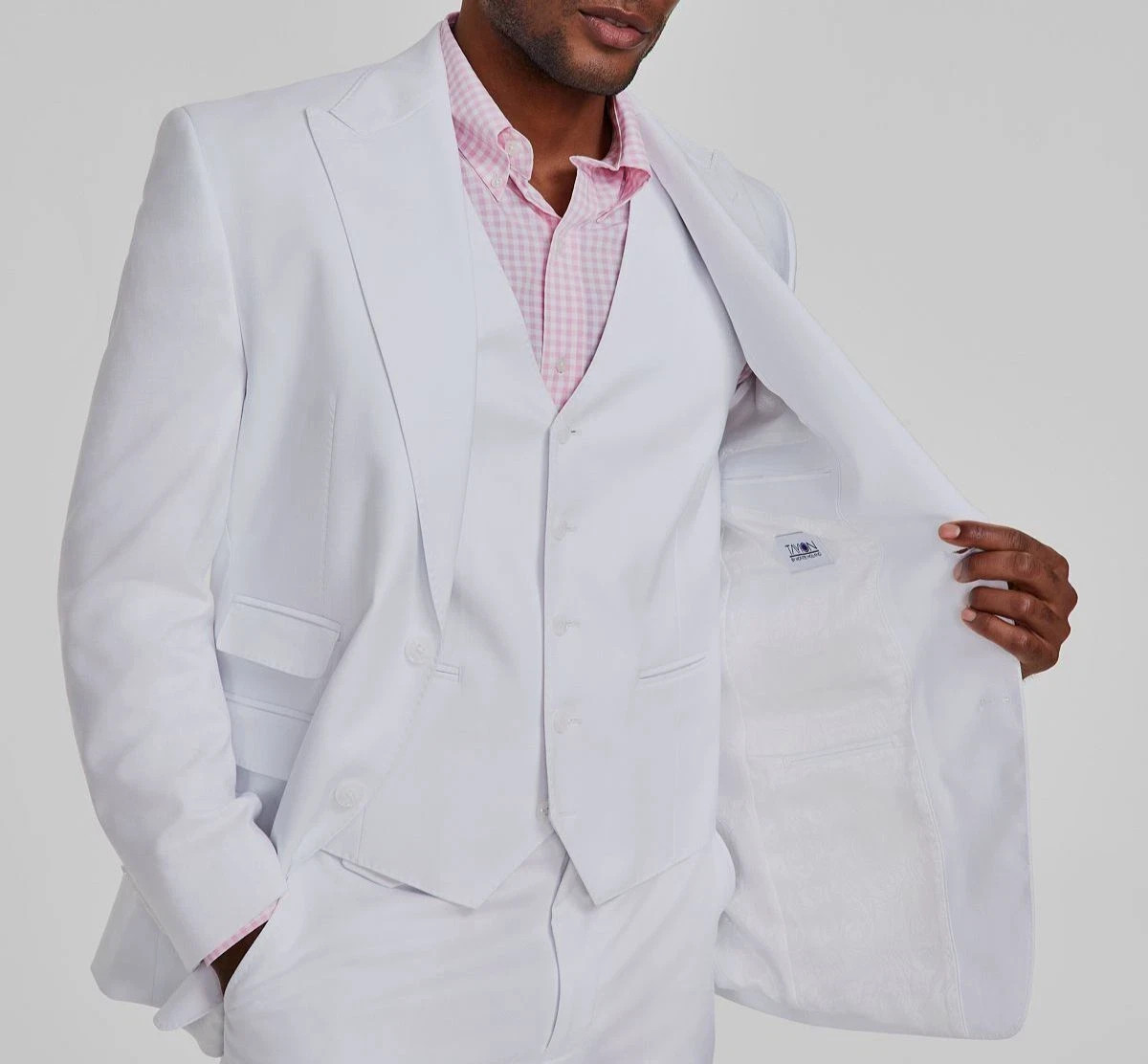Tayion Collection Men’s 2-pc Classic-Fit Suit Jacket 46L Pants 40W 30L White