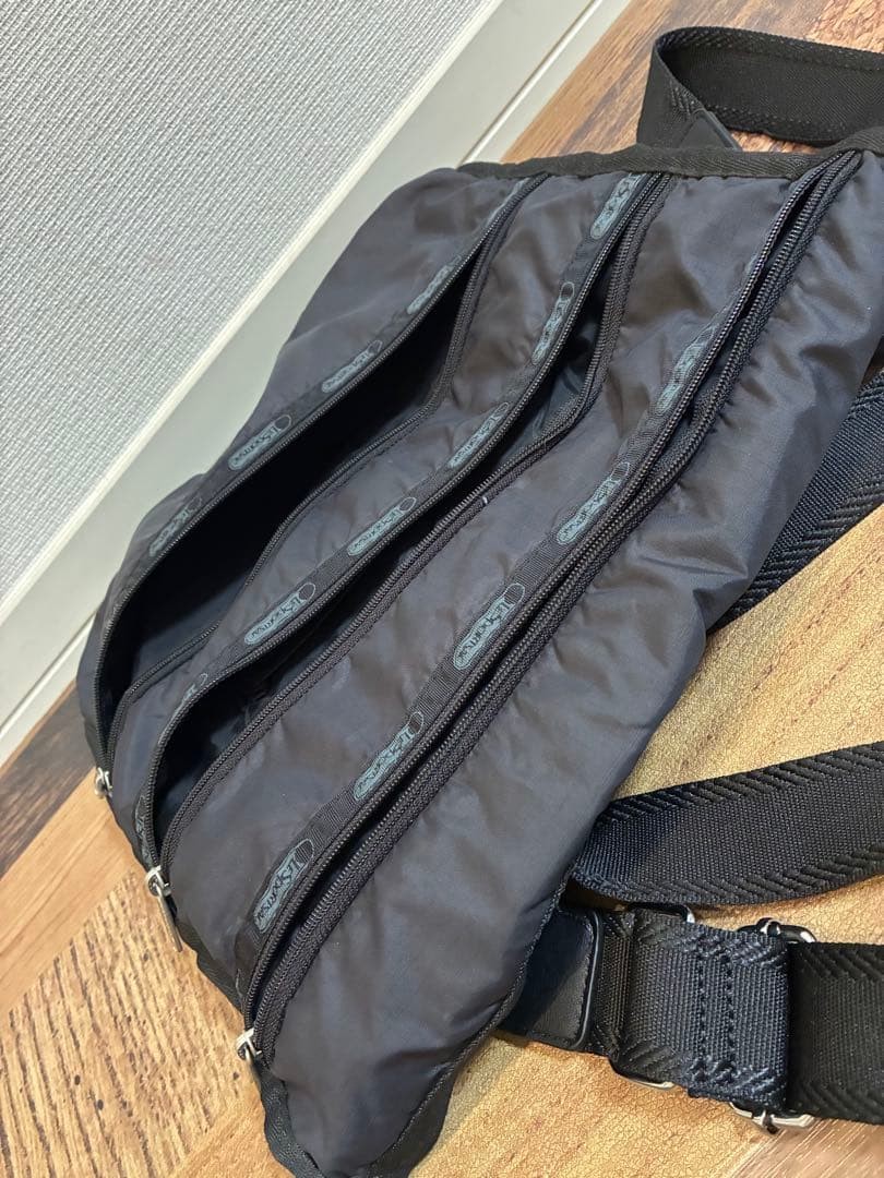 LeSportsac Shoulder Bag Three Zip Black Many storage options