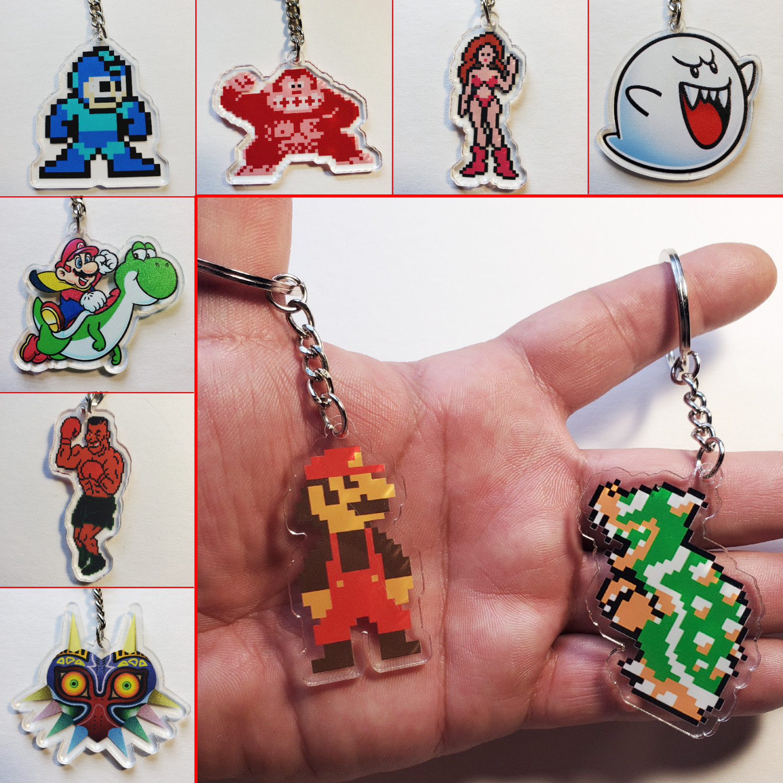 Acrylic Nintendo keychains / Mario Yoshi Link Zelda Tyson Bowser Samus NES SNES