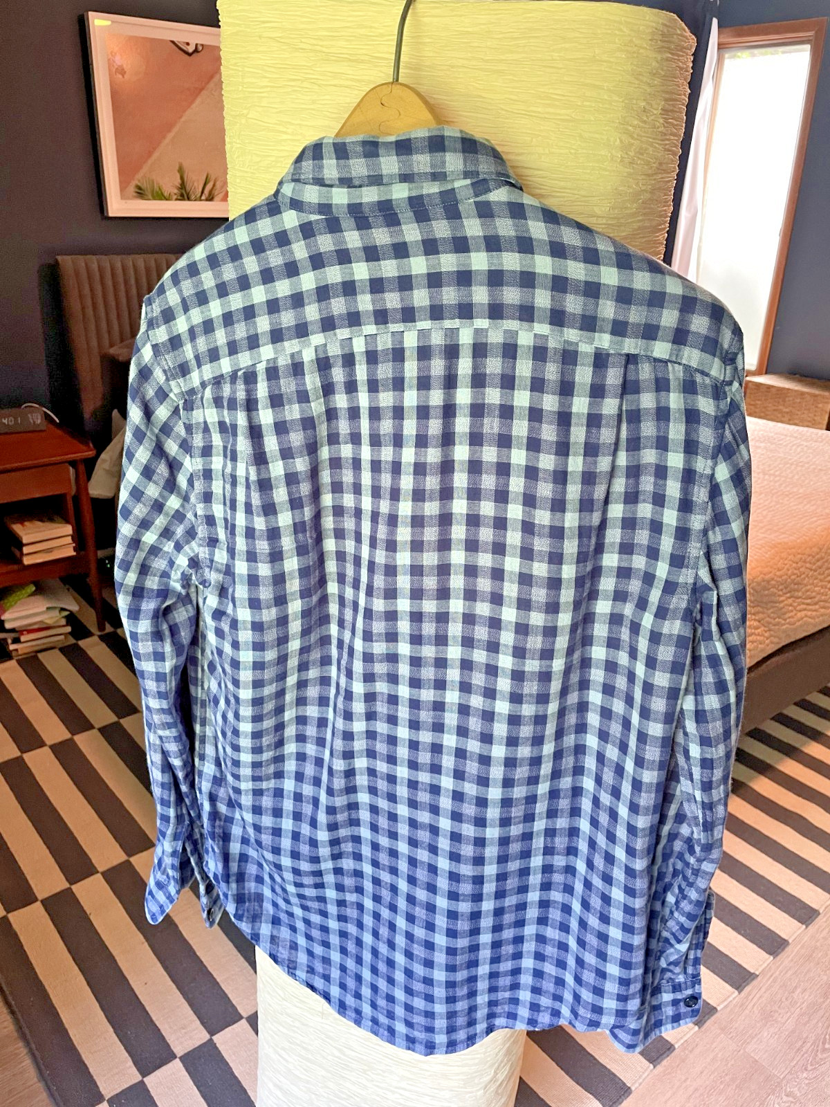 Bonobos Standard Fit Small Blue Gingham Plaid Utility Shirt Long Sleeve EUC