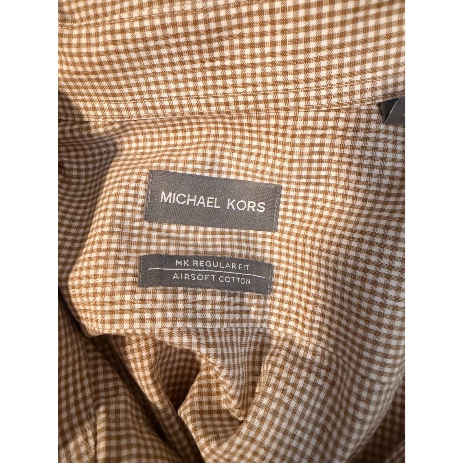 Michael Kors Tan & White Plaid Button-Up Top – Gently Worn