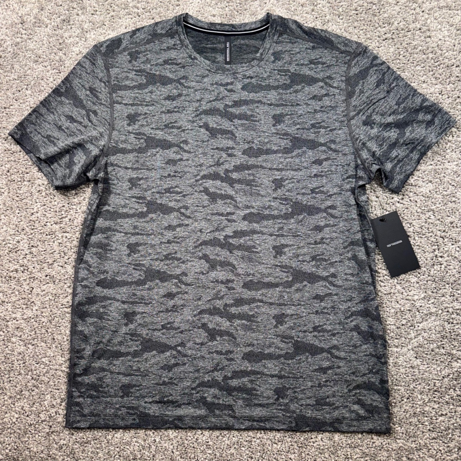 Ten Thousand Camo Knit Shirt Mens Stretch Camo Mesh Jacquard Black Medium NEW