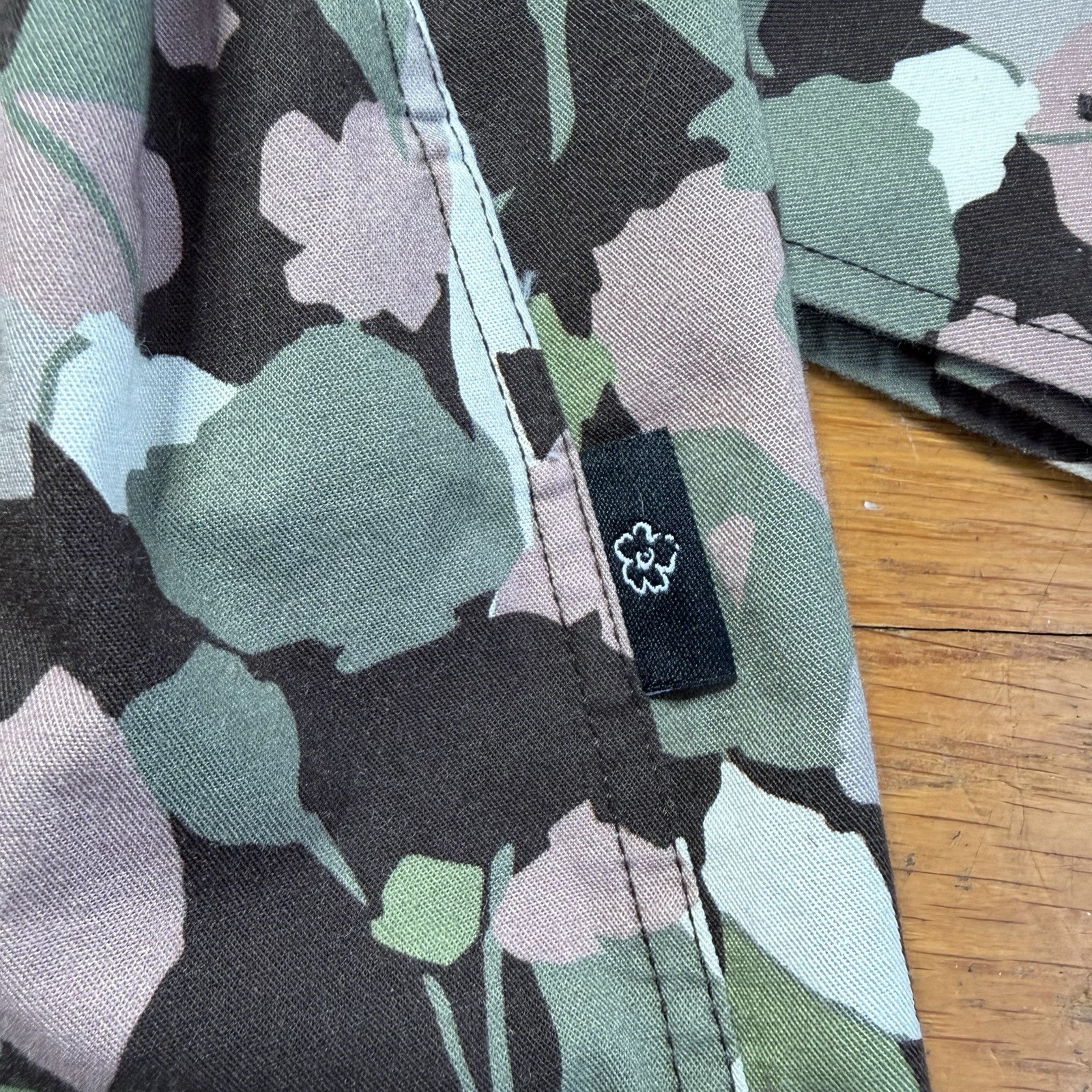 Ted Baker Men Button Up Shirt Size 7 3XL Cotton Floral Green Brown Pink Shirt