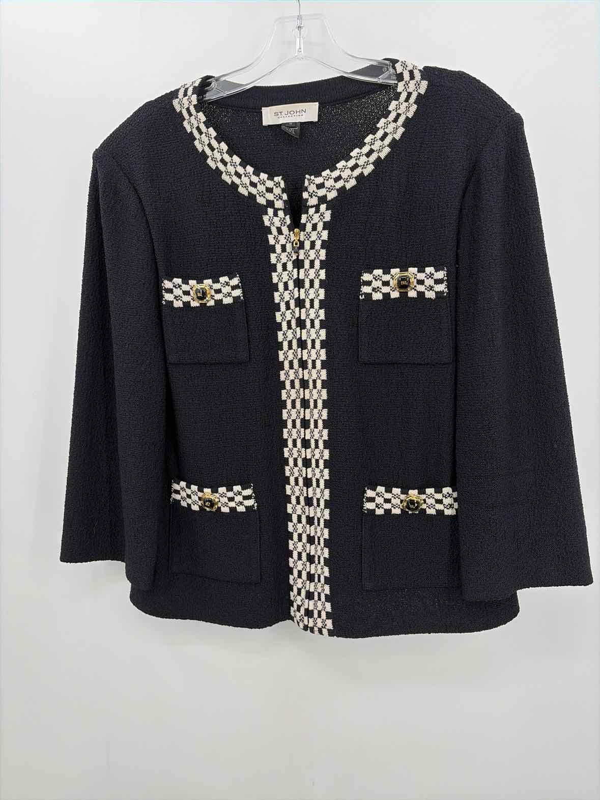 Pre-Owned St John Black Size 14 Zip Up Jacket