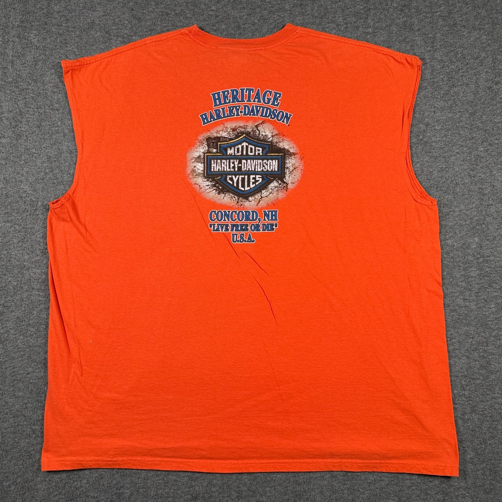 Harley Davidson Shirt Mens 5XL Orange Black Concord ND Motorcycle Biker Tank Top