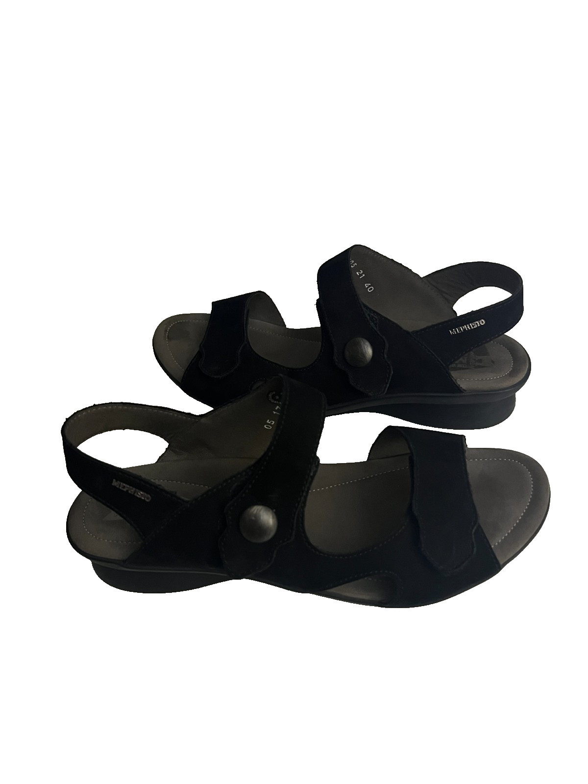 Mephisto Womens Prudy ComfortSandal Bucksoft Black Slingback Wedge Open Toe 40/9