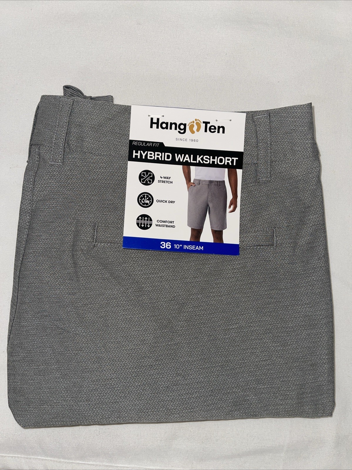 Hang Ten Men’s Everyday 20″ Hybrid Walk Short Gray Size 36