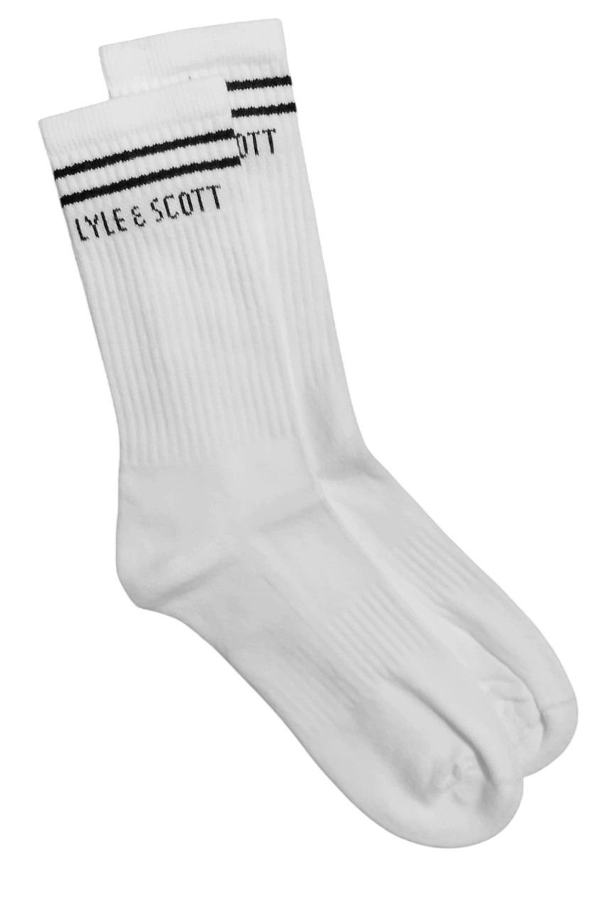LYLE & SCOTT | Mens White Crew Premium Sports Socks | Size UK 7-11 EU 40-46