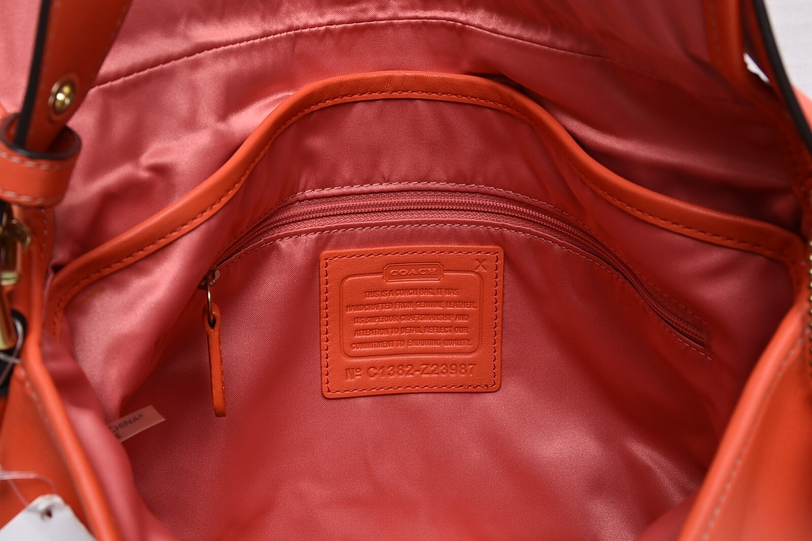 New COACH Z Leather Flap Duffle Bag MSRP $328 Orange Z23987 B4B4D