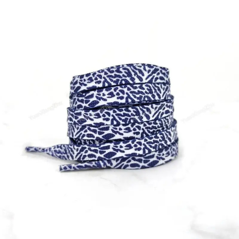 1Pair Burst Crack Texture Shoelaces Flat AF1/AJ Sneakers Shoe laces Fashion Leop