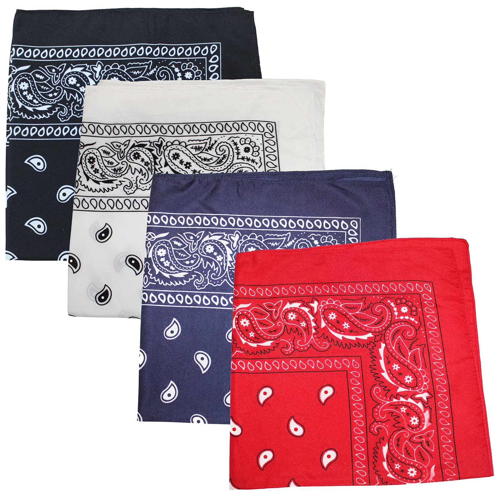Mechaly Pack of 4 X-Large Paisley Cotton Printed Bandana – 27 x 27 inches Mix