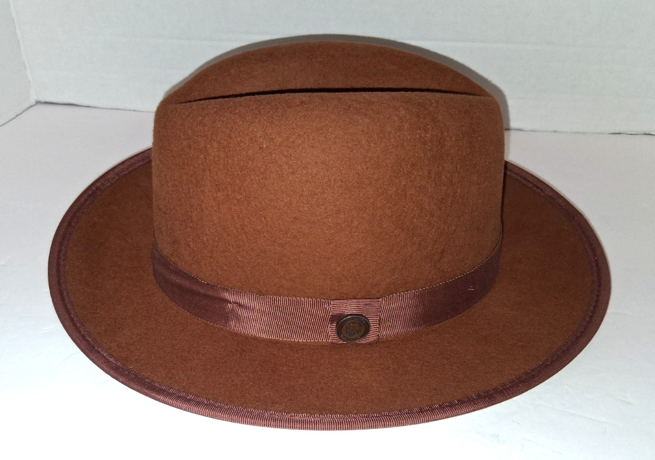 Bruno Capelo Fedora Hat Medium Cognac and Bone Wool Pre-owned NWT