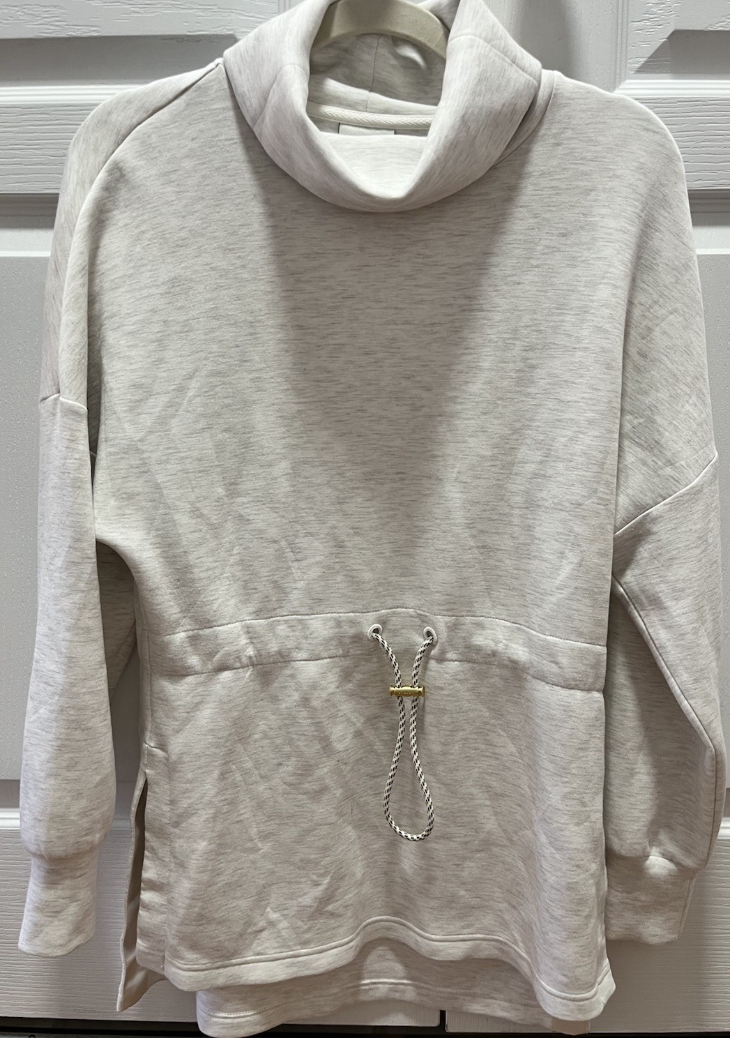 Varley Sz S Ethel DoubleSoft Clnch Waist Sweatshirt Light Gray
