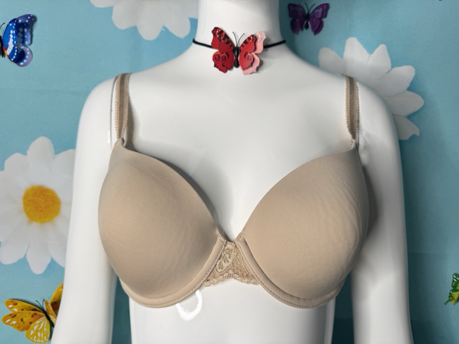 WACOAL FRENCH GARDEN FULL COVERAGE UNDERWIRE TSHIRT BRA SZ 38B #85340 BEIGE