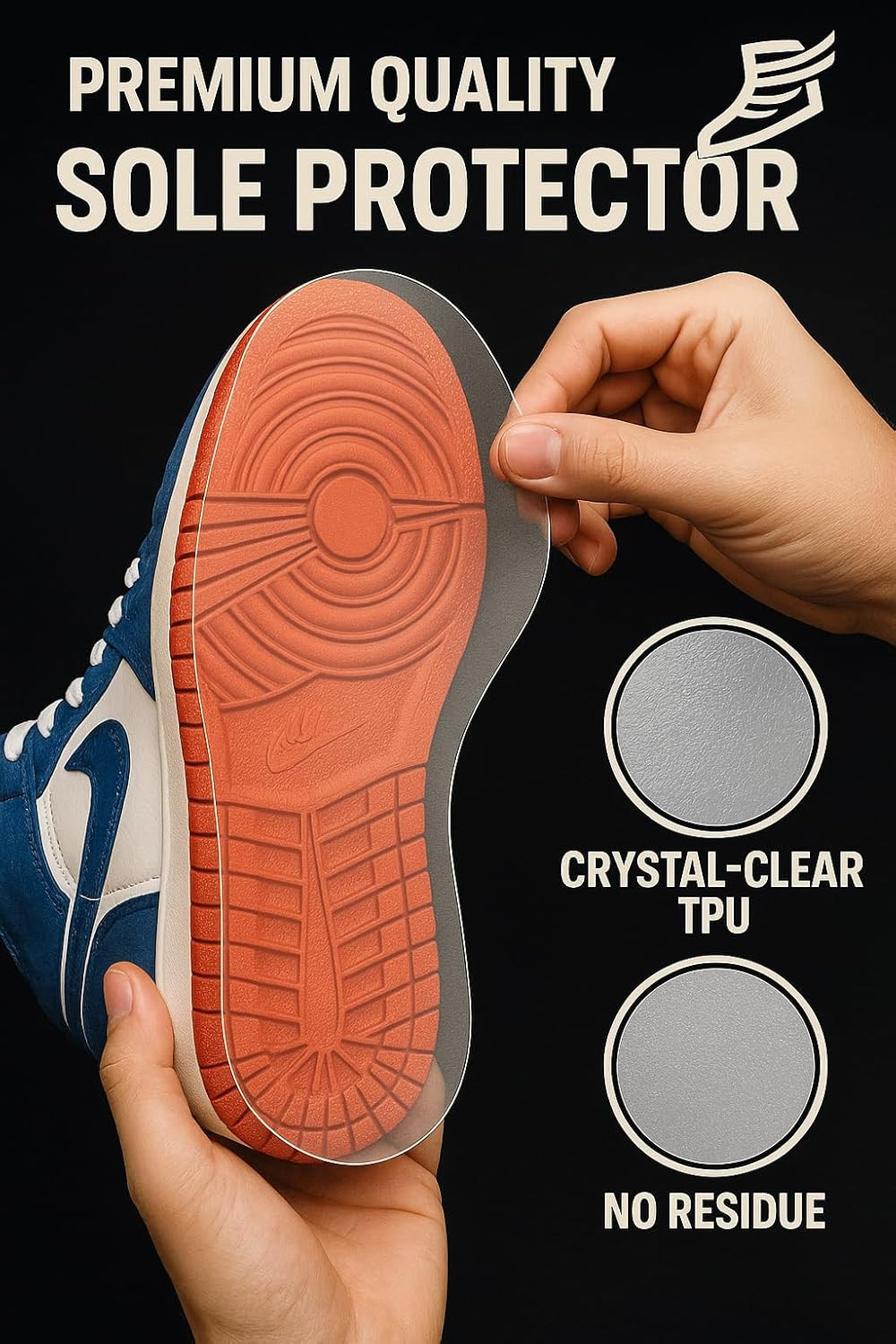 Sneaker Sole Protectors 4 Pack – Clear Self-Adhesive Shoe Sole Guard & Anti-Slip