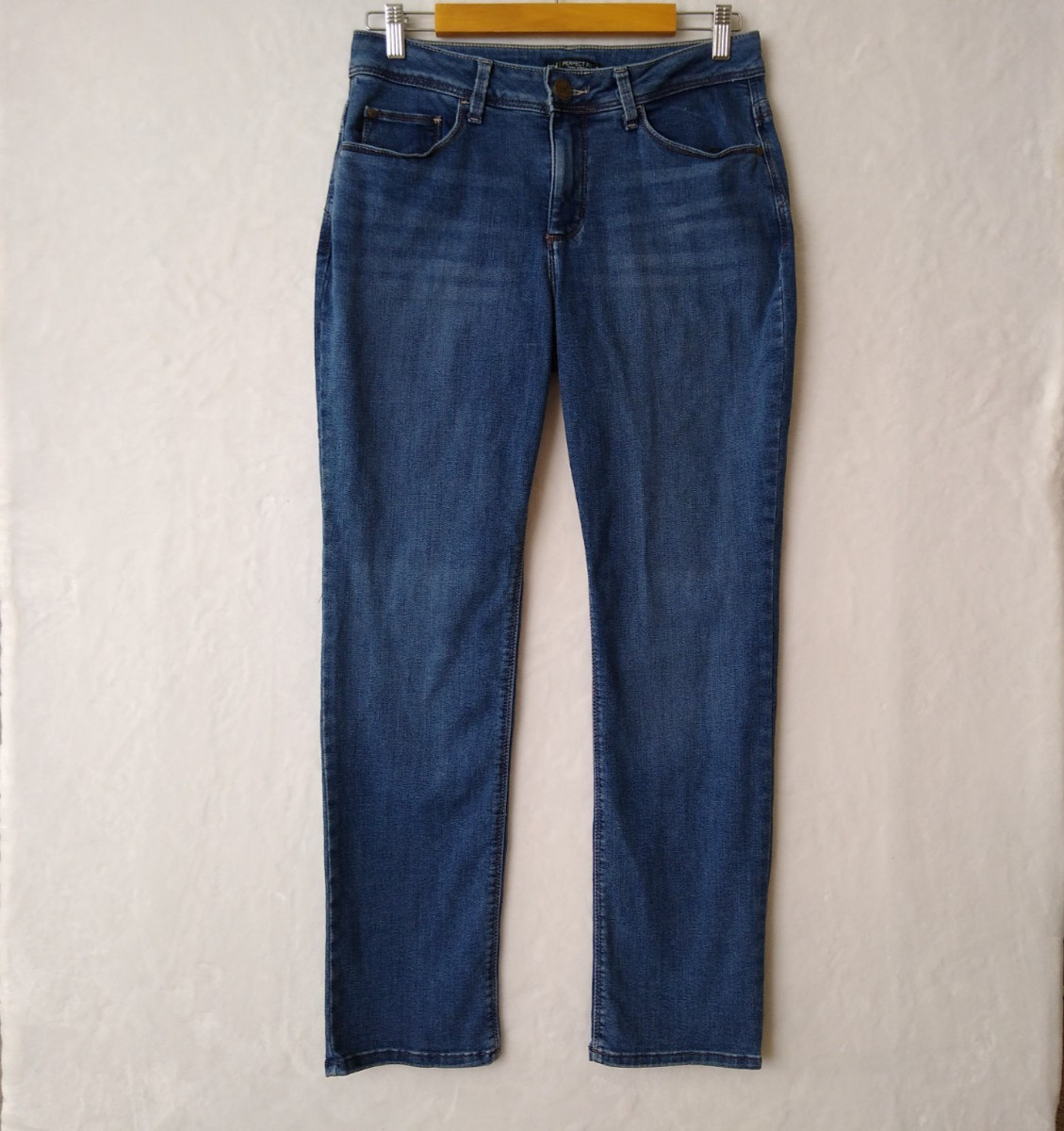 Lee Jeans Womens 10 Short Blue Denim Straight Leg Perfect Fit Mid Rise Stretch