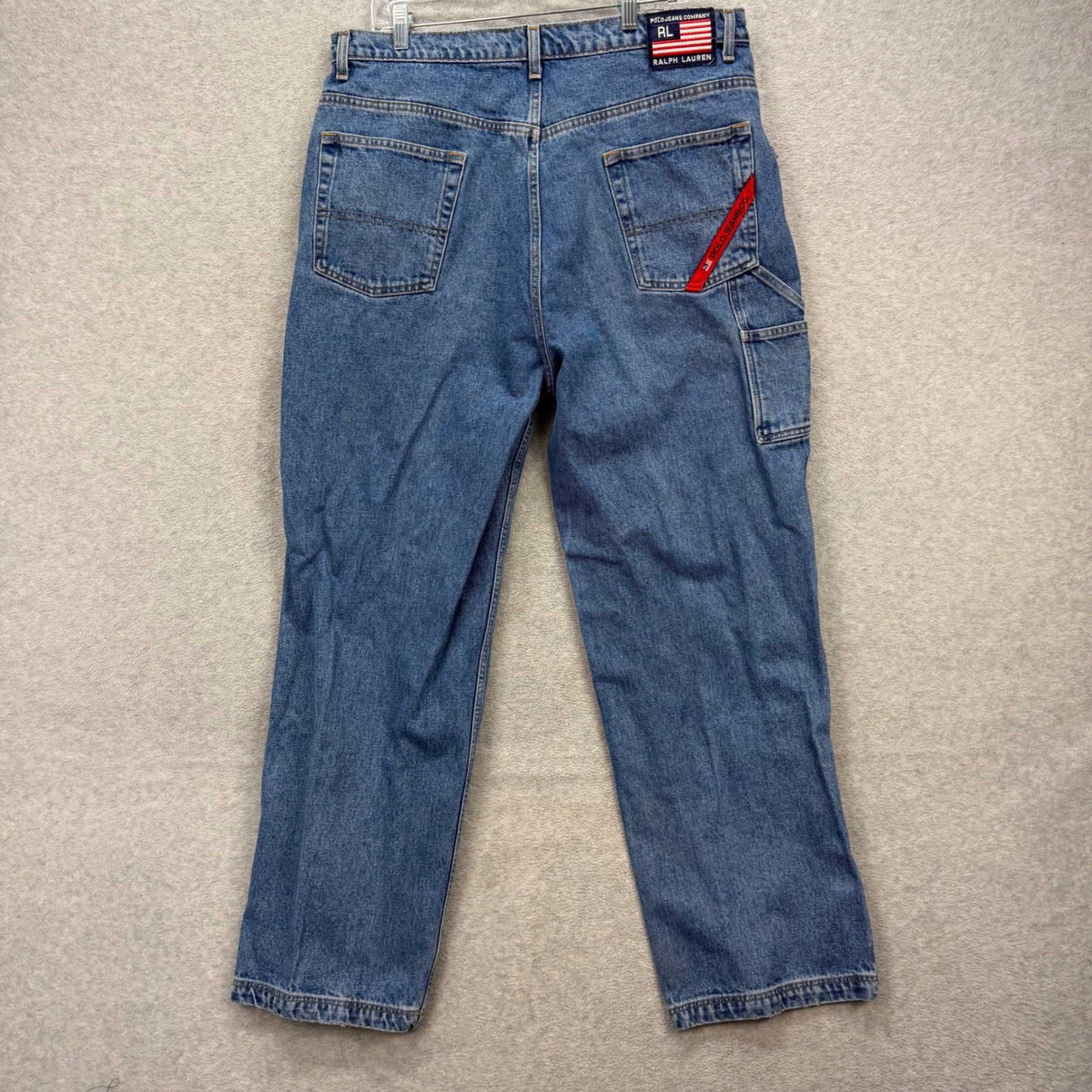 Polo Jeans Co Ralph Lauren Carpenter Jeans Mens 38×32 Blue Denim Pant Worker Y2K