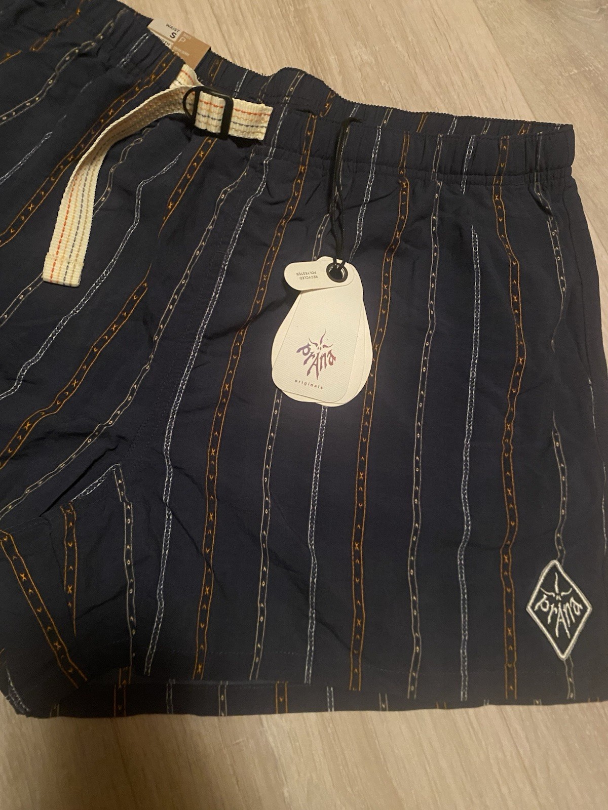 NWT Prana Indio Heritage Short Men’s Small Stormy Night Blue Striped 4in Inseam