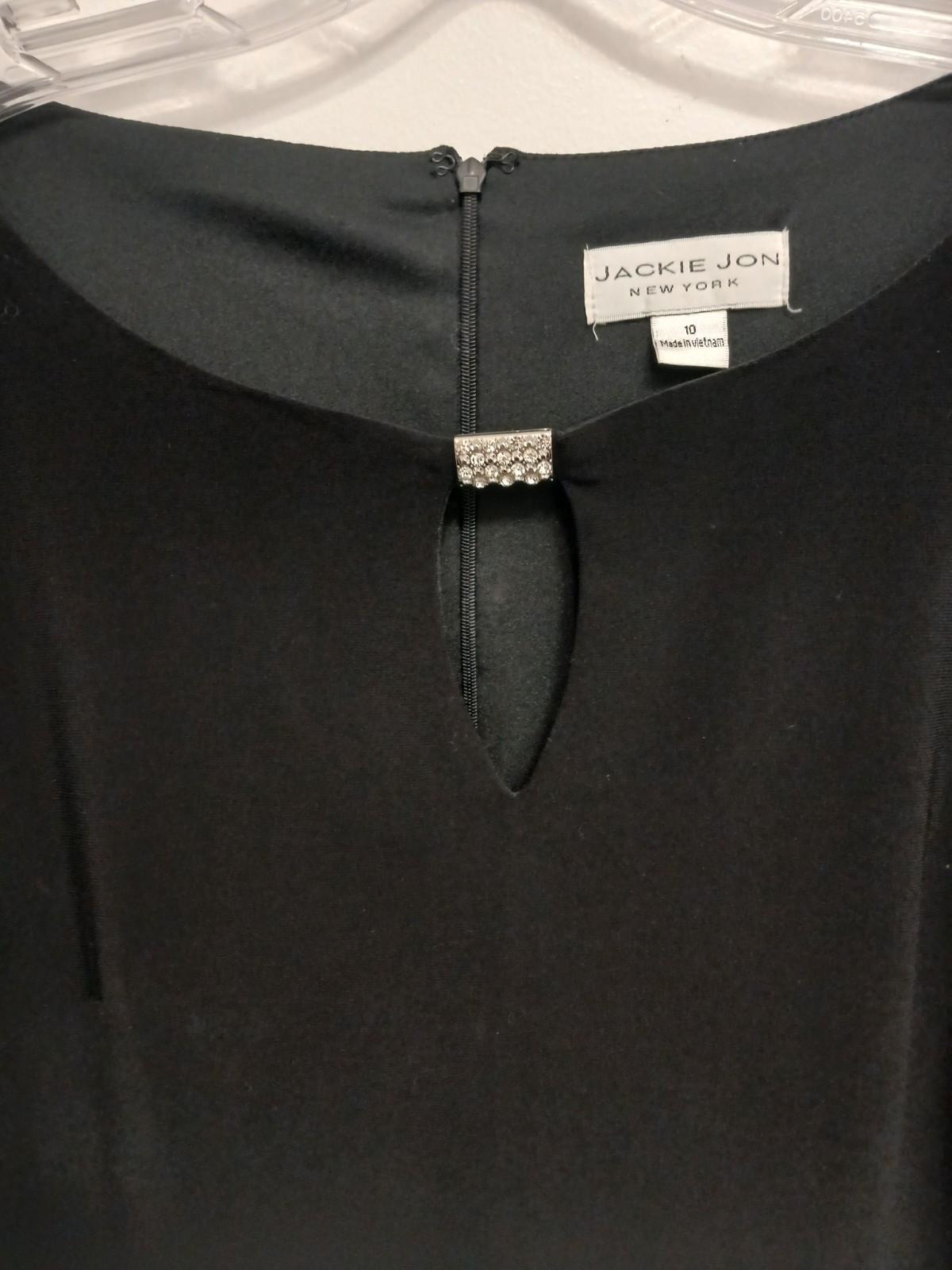 Jackie Jon New York Black Sheath Dress 3/4 Embellished Bell Sleeves Sz 10 Party
