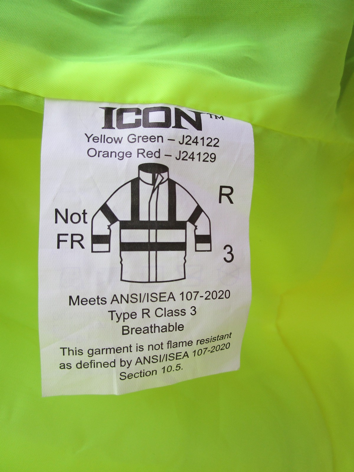 Tingley J24122 Icon Jacket Large High Vis Green 100% Water/Windproof Class 3
