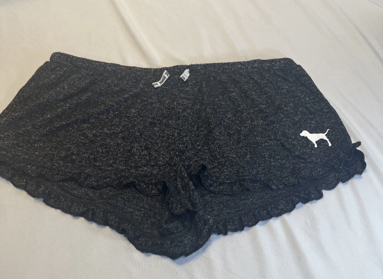 Pink Victorias Secret Black Lounge Shorts Size Large Ruffle Sleep Wear