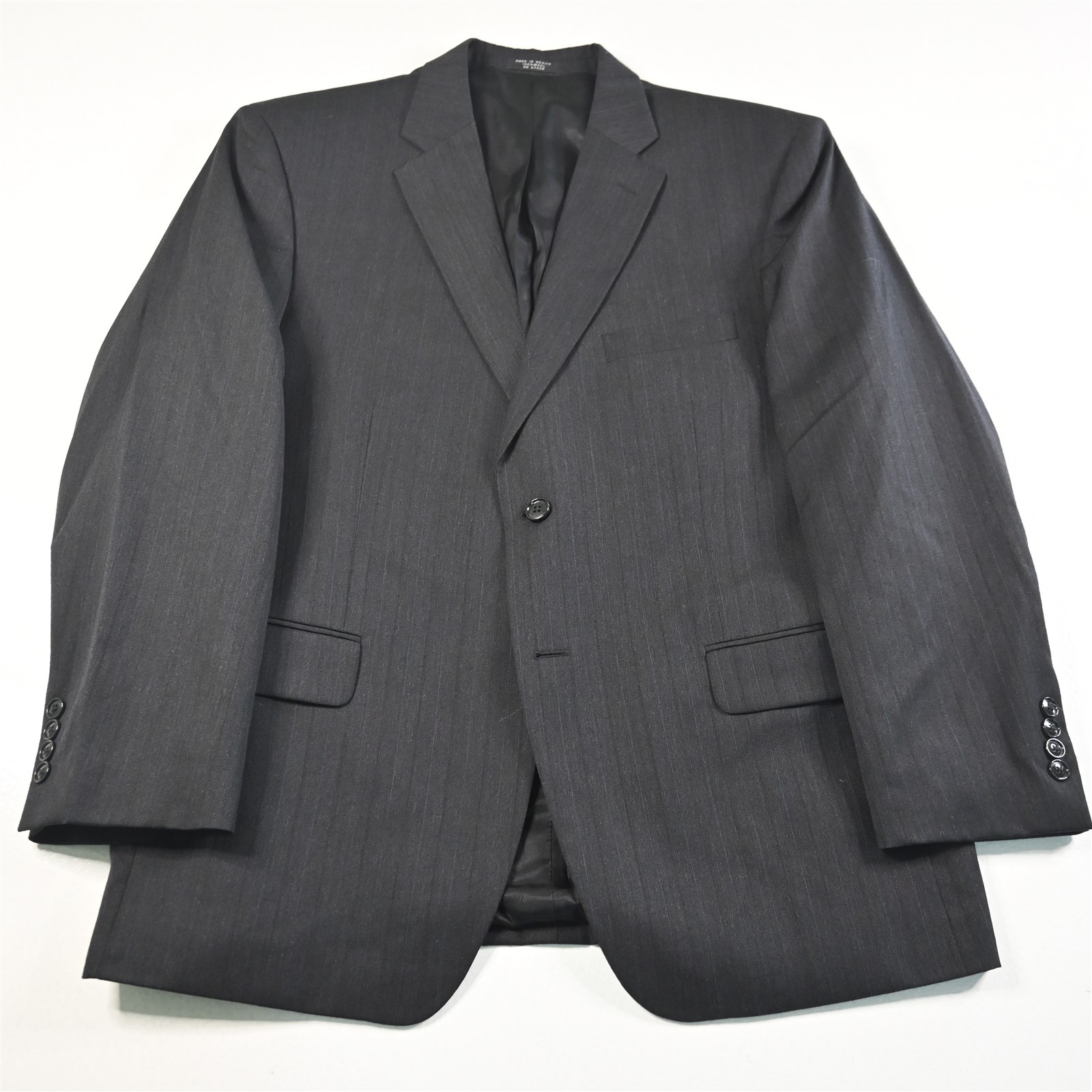Jones New York 42R 34×30 Gray Striped 100% Wool Mens Jacket Pants Suit