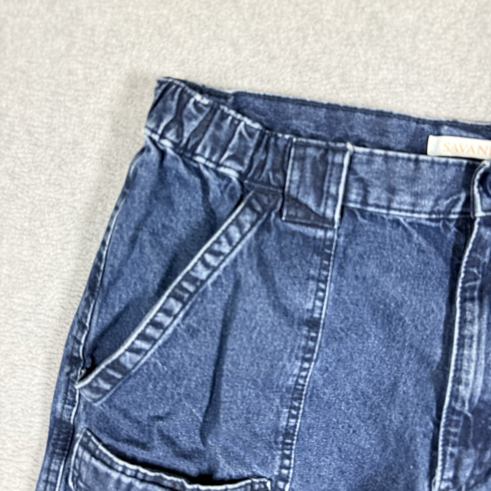 Savane Denim Safari Shorts Mens 34 Cargo 8in Stretch Elastic Waist Gorpcore