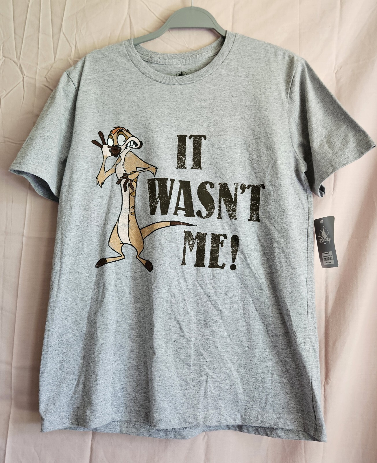 Disney T-Shirt Timon & Pumbaa Size S Mens It Wasn’t Me Double Side Gray