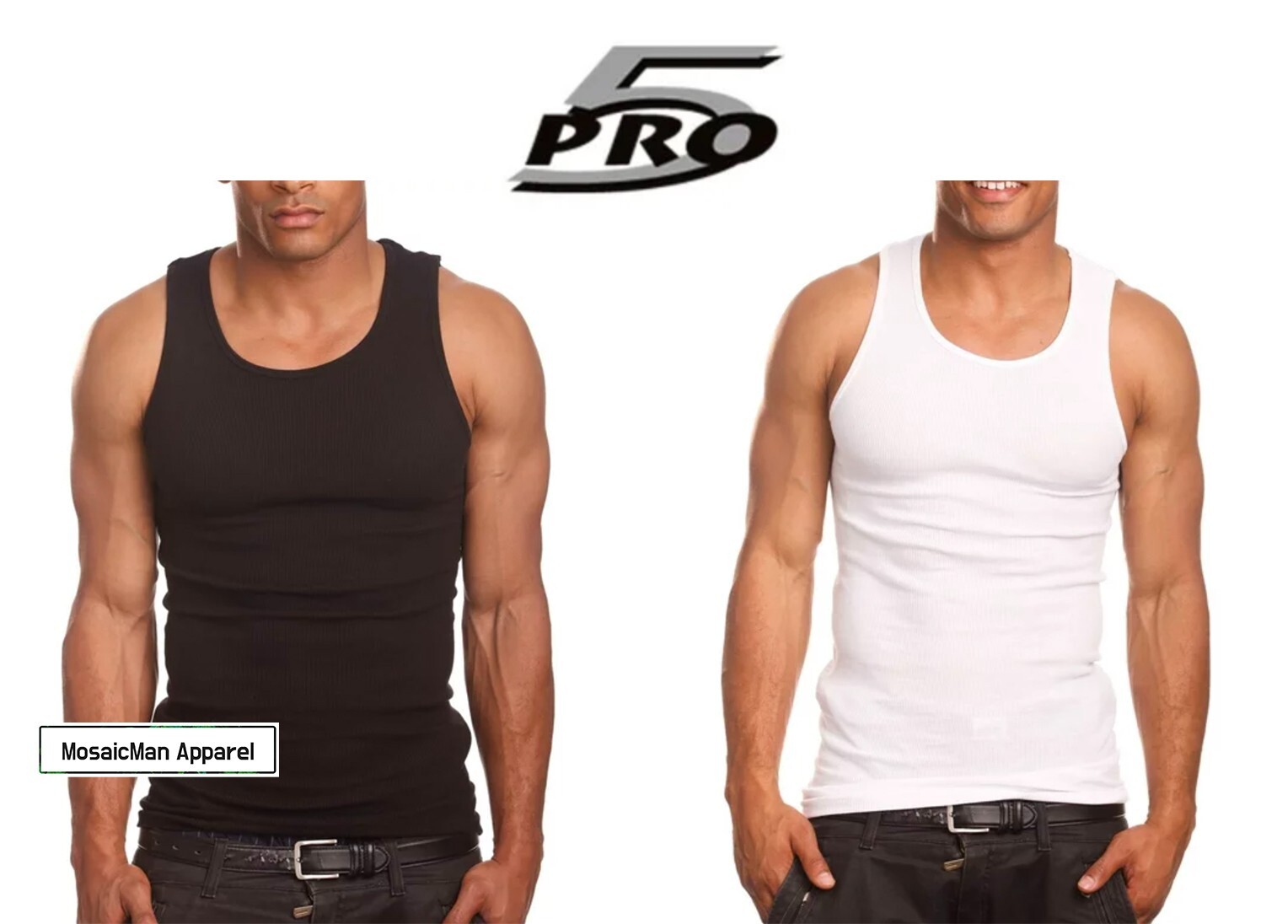Lot 3 Pro 5 Men’s A-shirts Cotton Undershirt Wife Beater Black White
