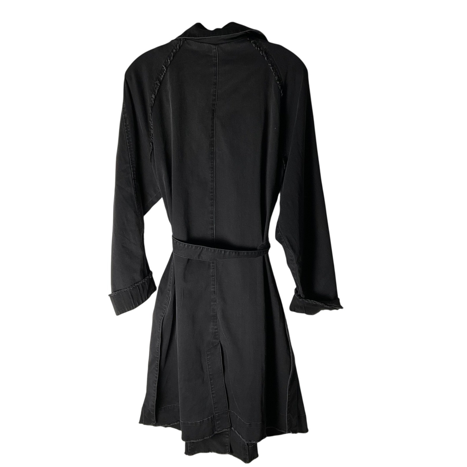LOGO by Lori Goldstein Denim Belted Trench Coat A629604 Black Size Large NEW