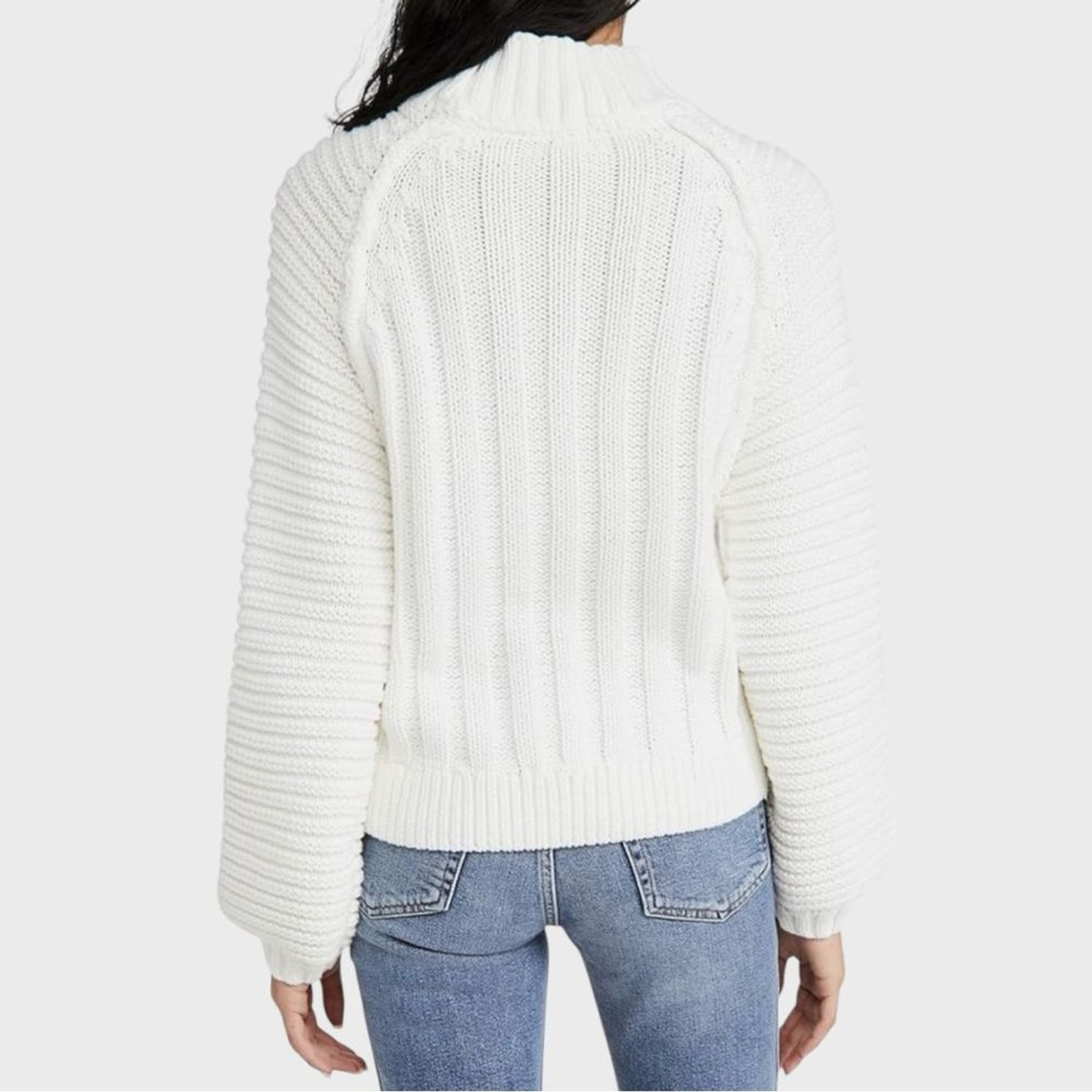 Free People Sweetheart Sweater Ivory Chunky Knit Mockneck Pullover Size Small