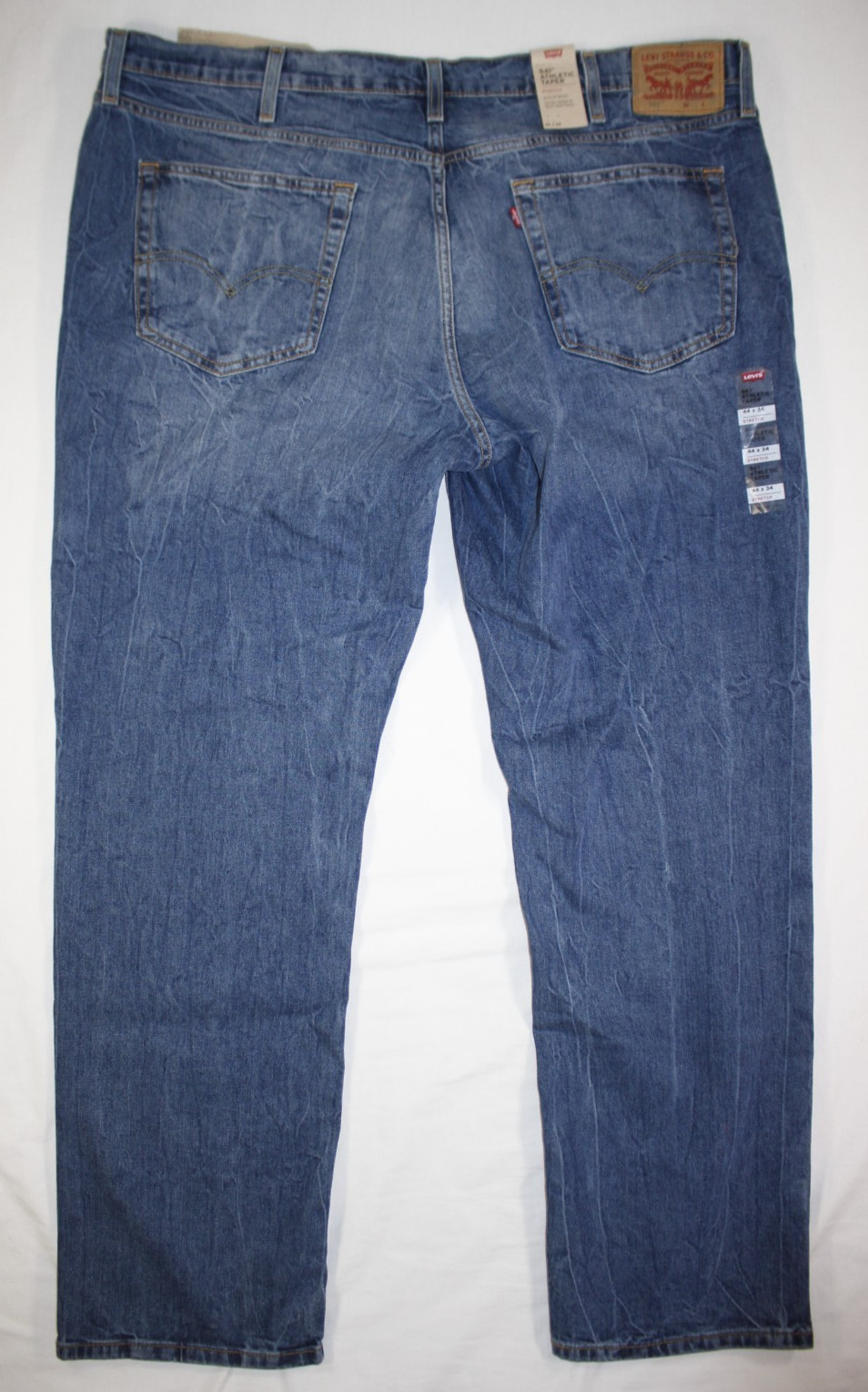 New Levi’s Jeans Men’s 44×34 Athletic Fit Taper 541 Stretch Distressed Med Wash