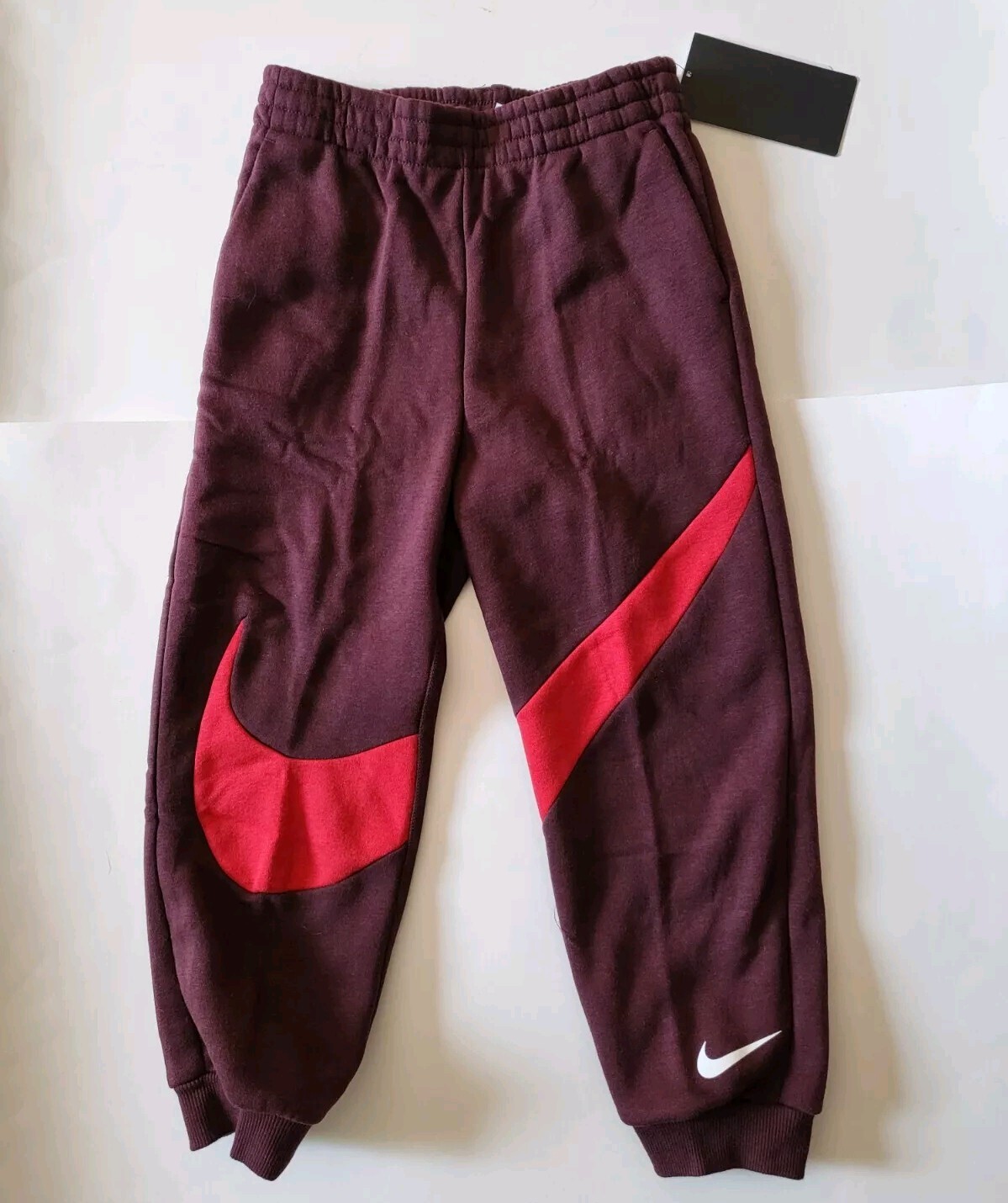 NIKE Boys Fleece Joggers Sweatpants Swoosh Logo Size 3T 4 5 6 7 Navy Black Red