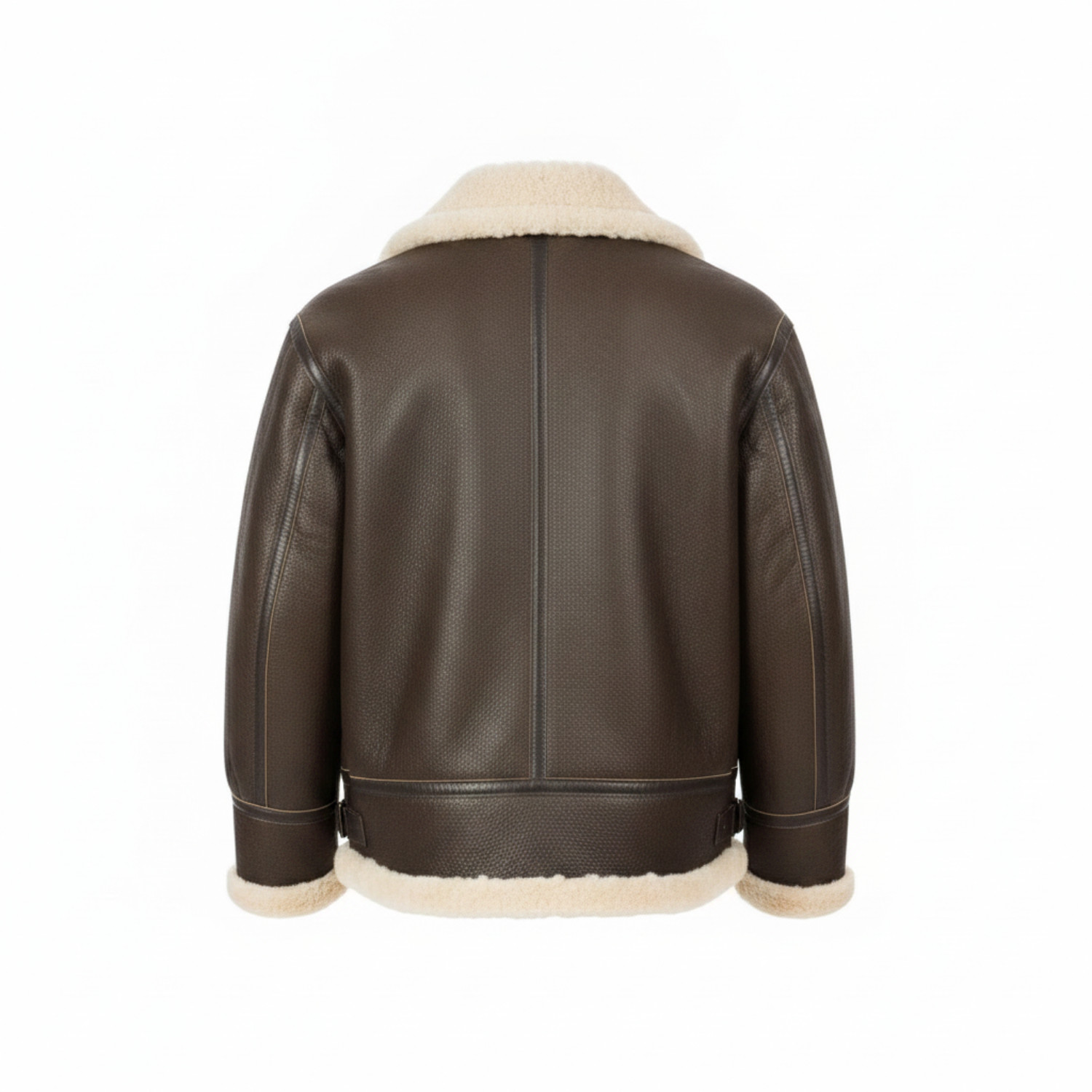 Men’s B3 Aviator Bomber Jacket Brown Genuine Leather Shearling Sheepskin Coat